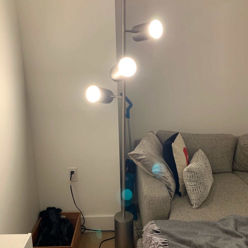 CB2 Trio Bushed Nickel Floor Lamp